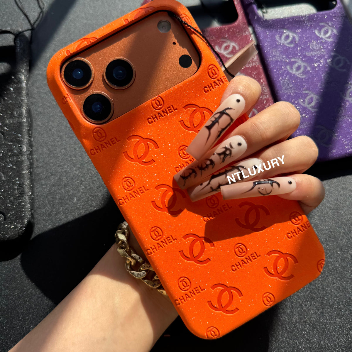 Glitter Leather CC Love Girl Phone Case