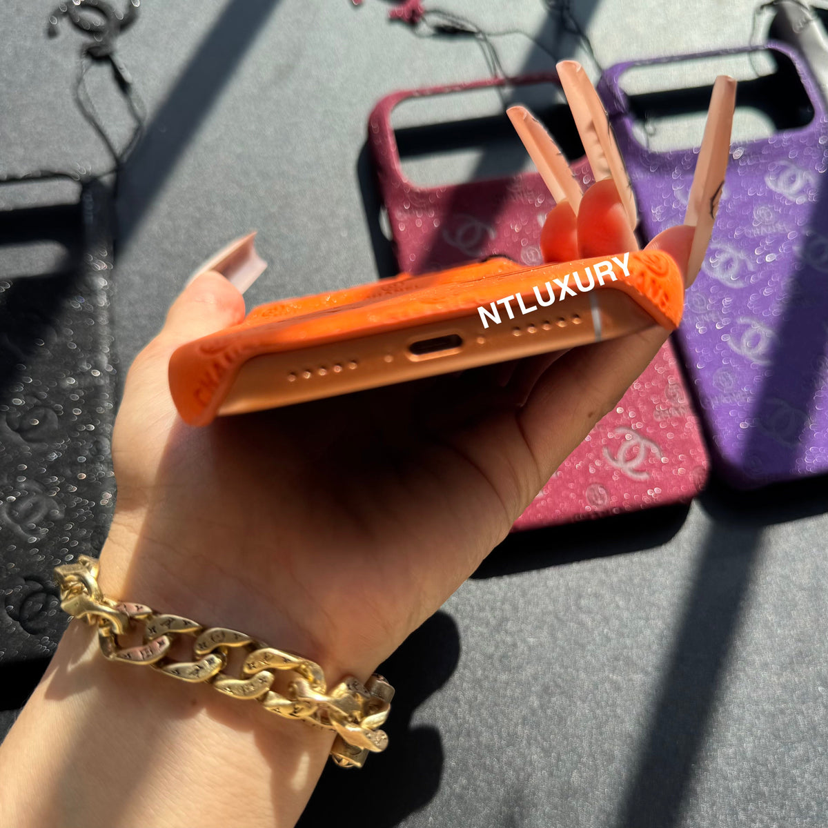 Glitter Leather CC Love Girl Phone Case