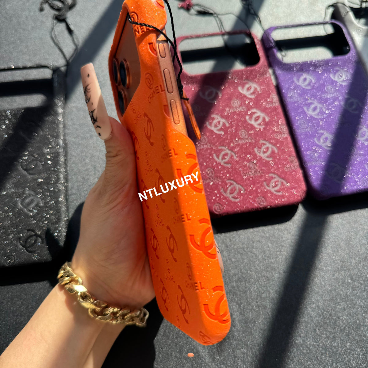 Glitter Leather CC Love Girl Phone Case