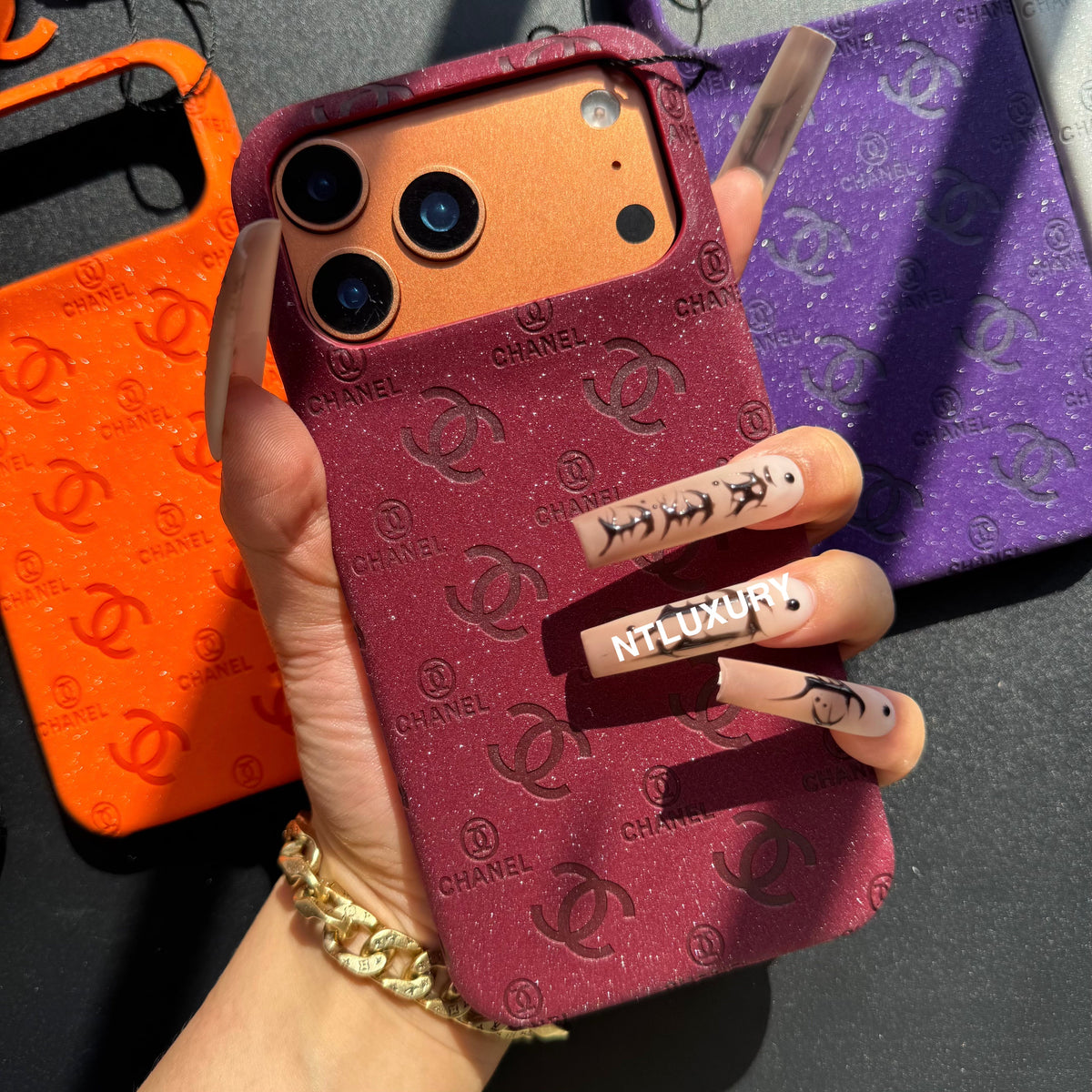 Glitter Leather CC Love Girl Phone Case