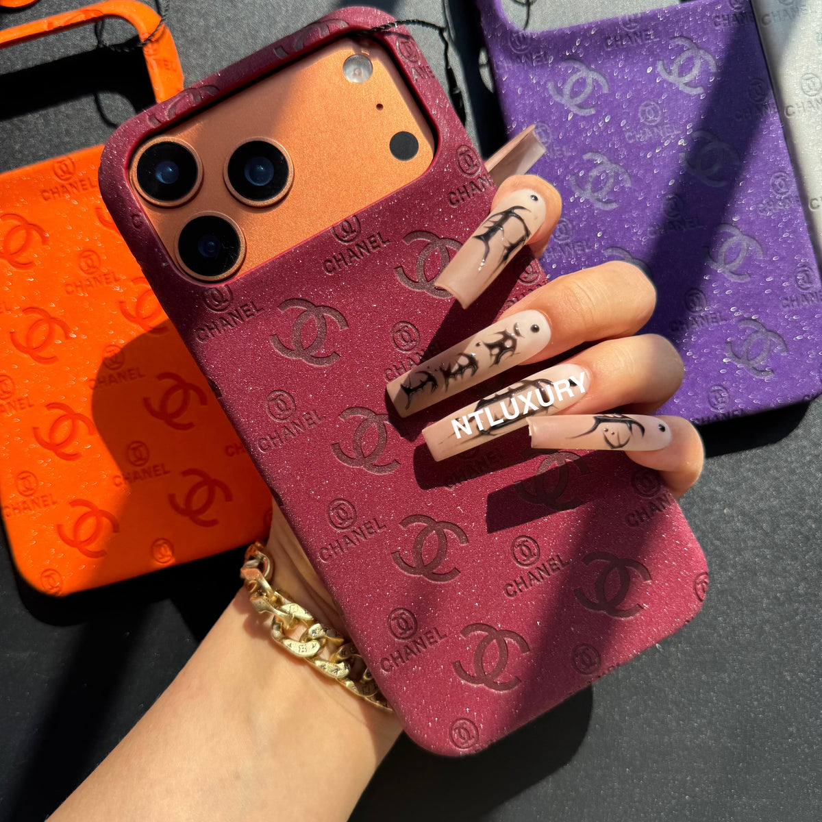 Glitter Leather CC Love Girl Phone Case