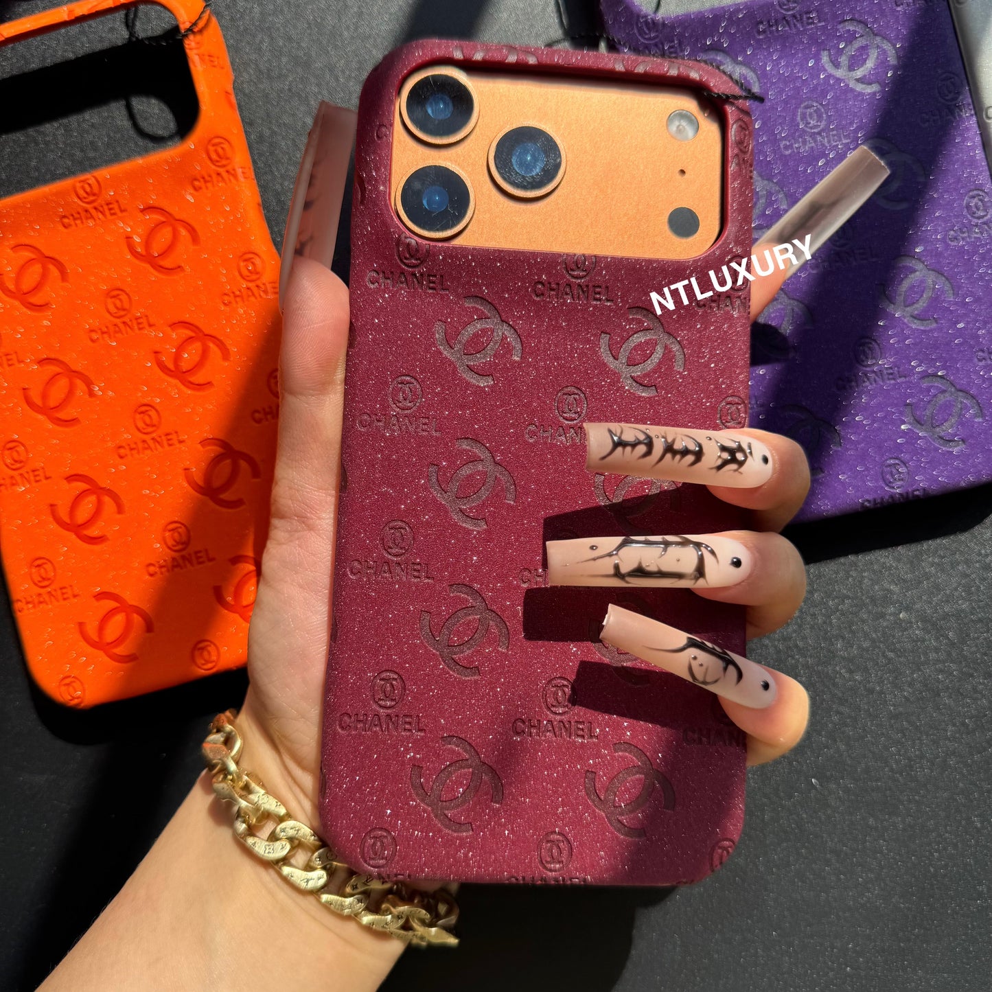 Glitter Leather CC Love Girl Phone Case