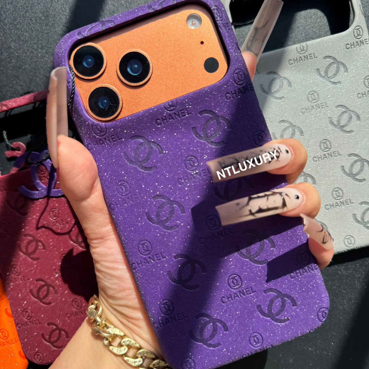 Glitter Leather CC Love Girl Phone Case