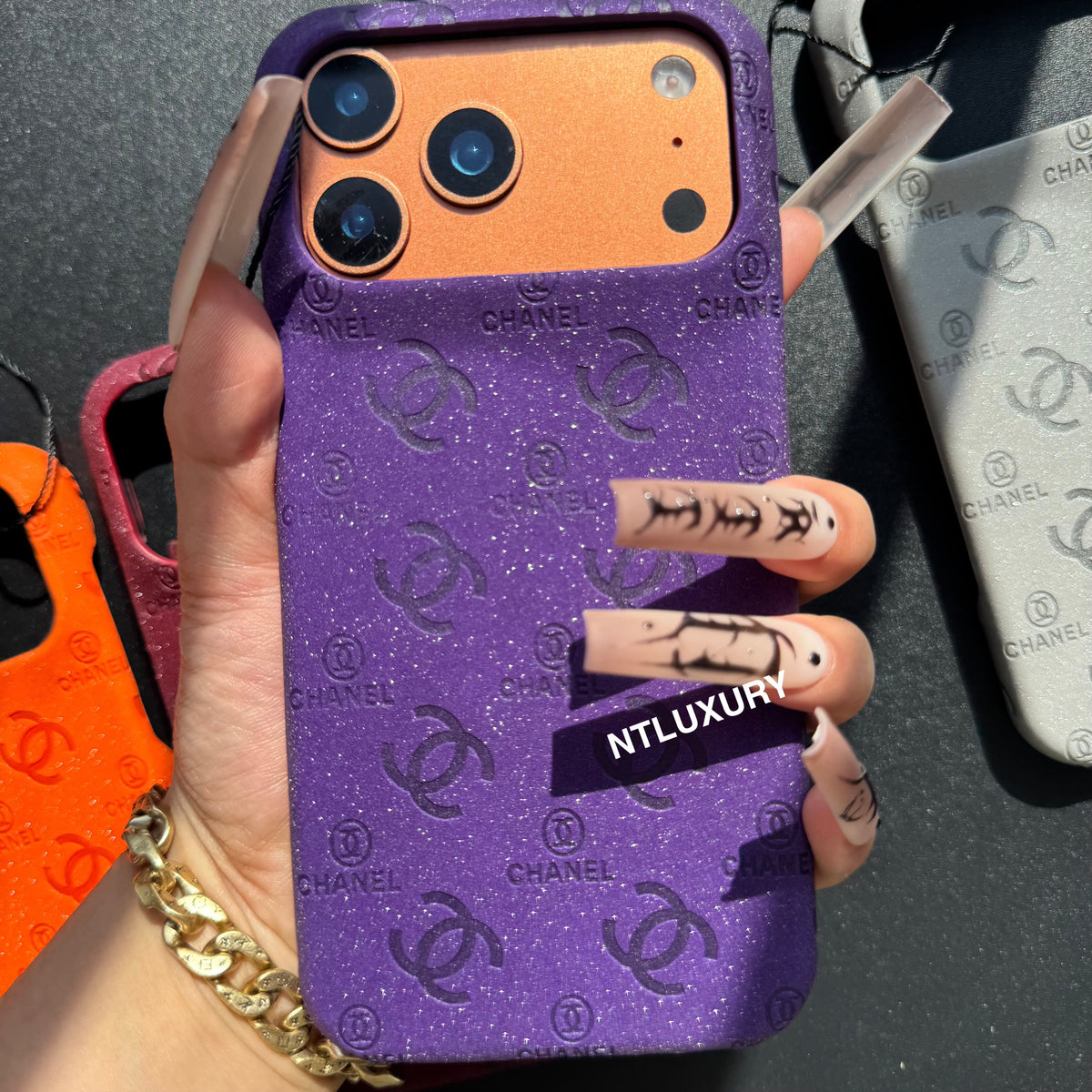 Glitter Leather CC Love Girl Phone Case