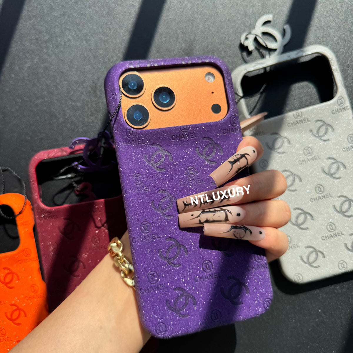 Glitter Leather CC Love Girl Phone Case