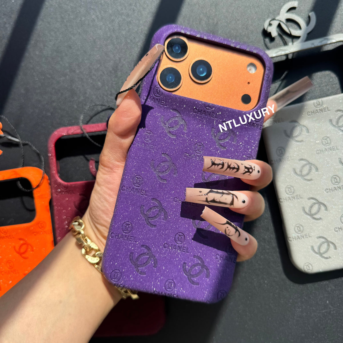 Glitter Leather CC Love Girl Phone Case