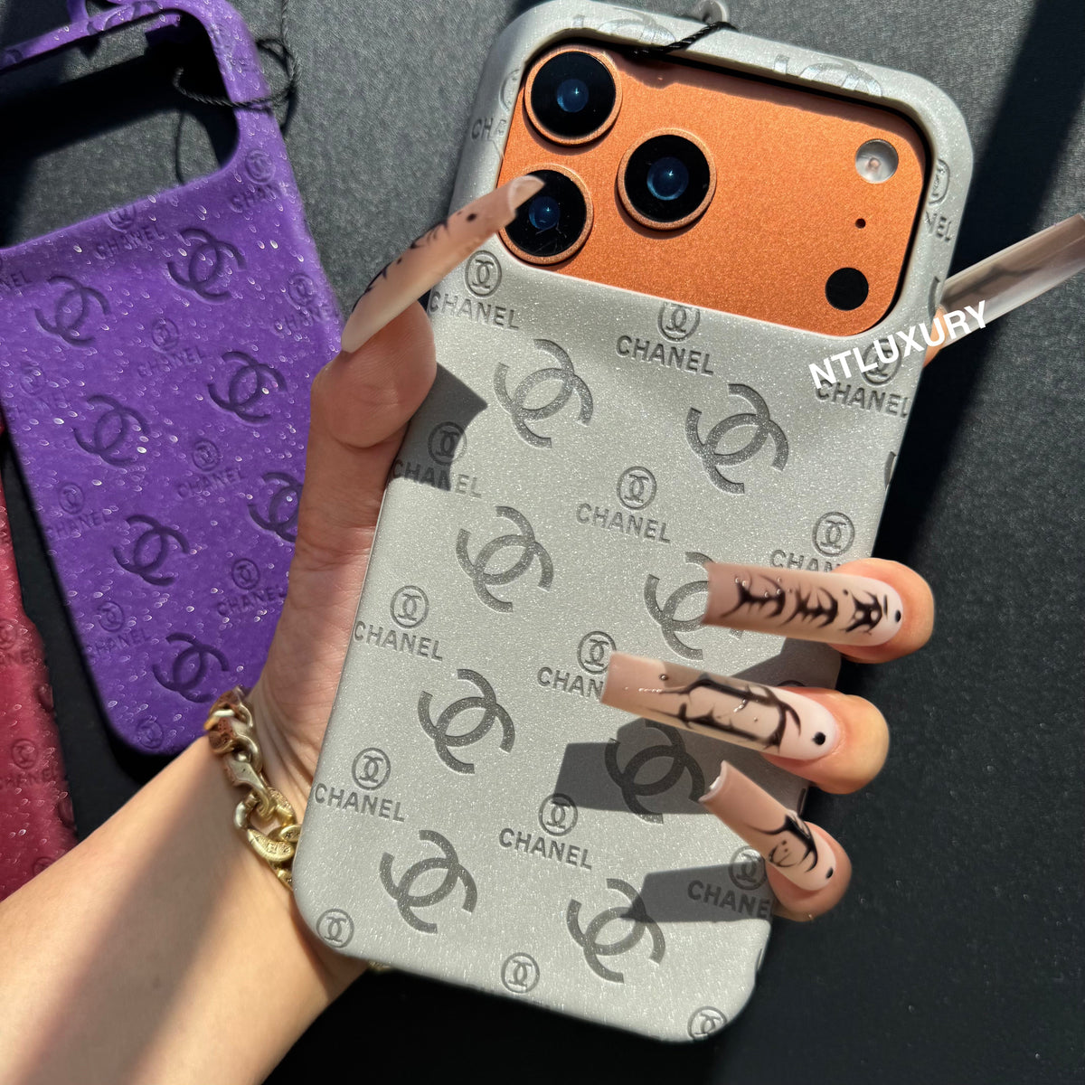 Glitter Leather CC Love Girl Phone Case