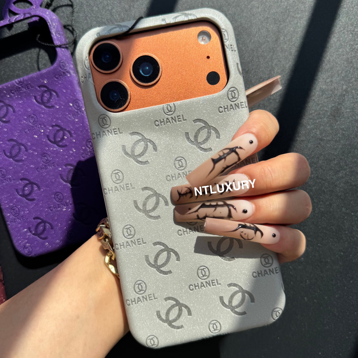 Glitter Leather CC Love Girl Phone Case