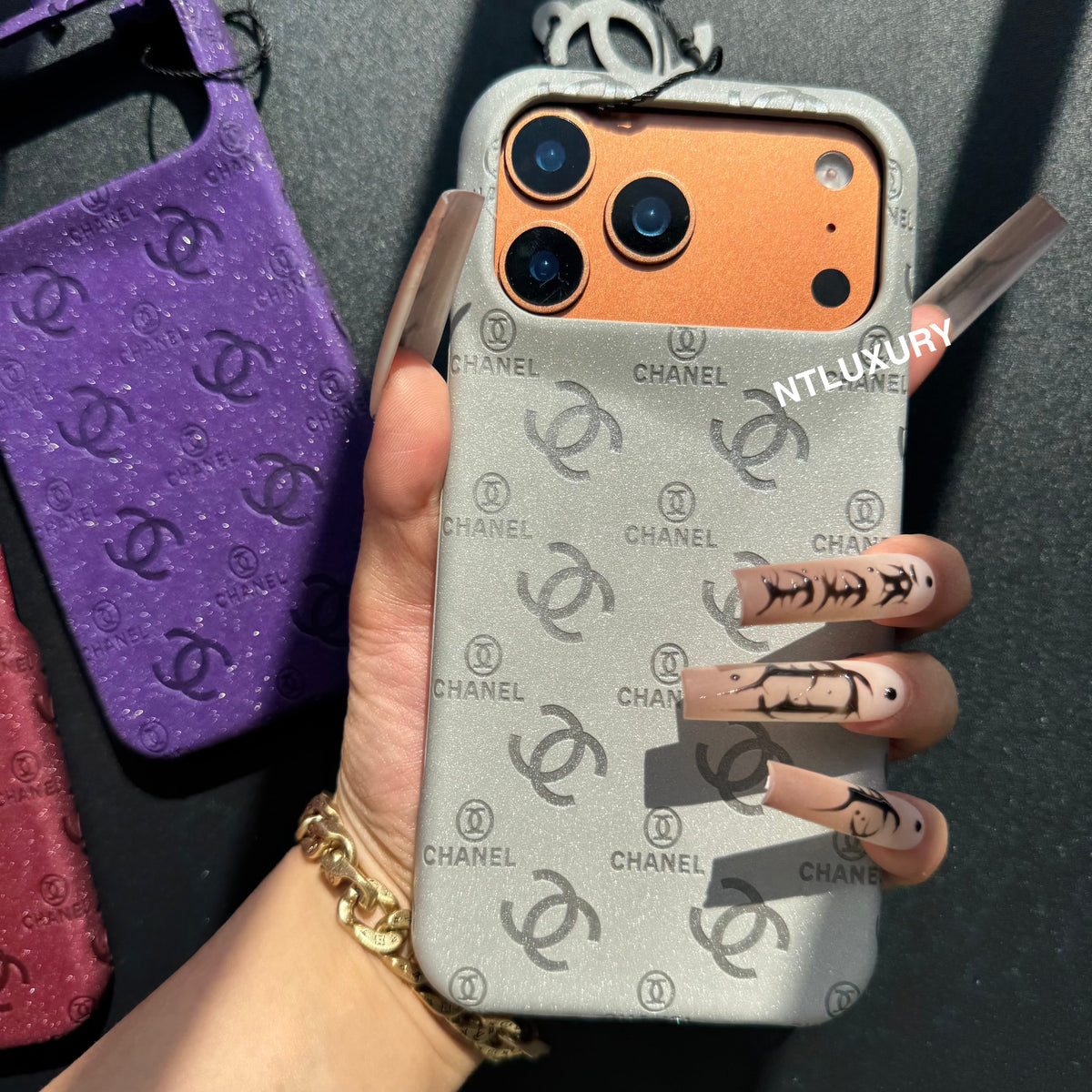 Glitter Leather CC Love Girl Phone Case
