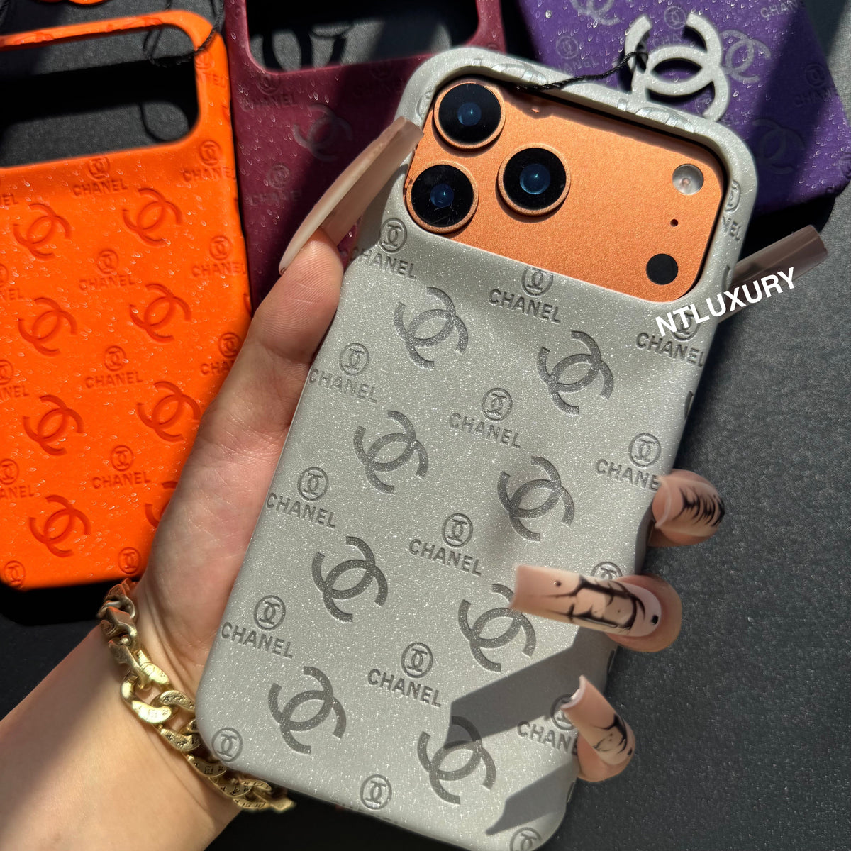 Glitter Leather CC Love Girl Phone Case