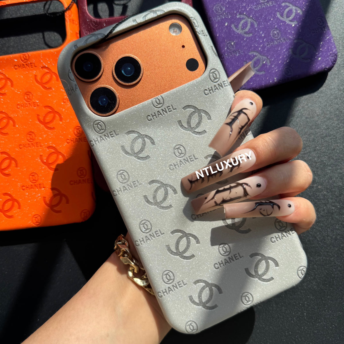 Glitter Leather CC Love Girl Phone Case