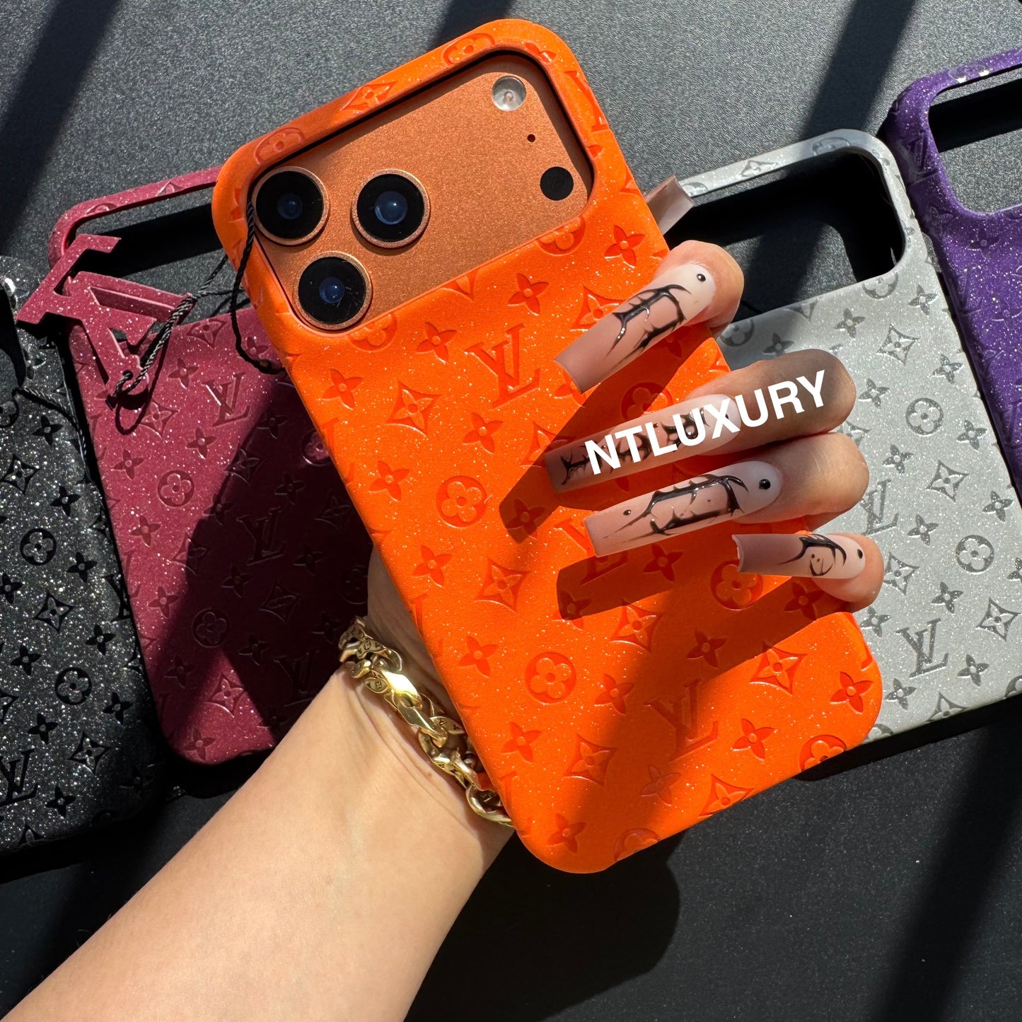Glitter Leather Little Love Girl Phone Case