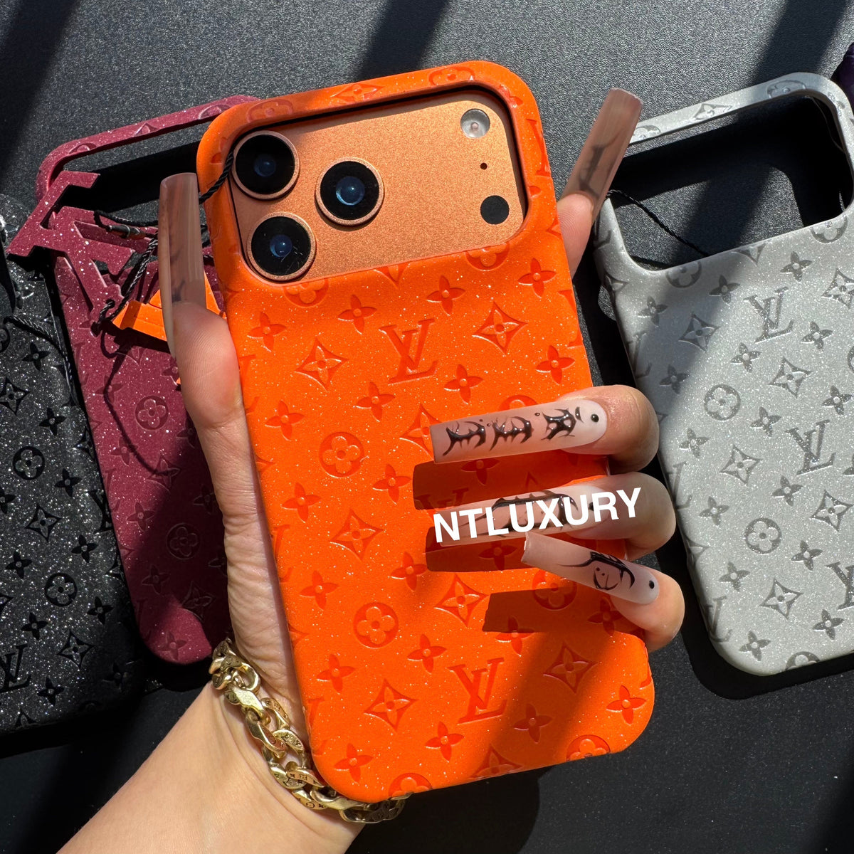 Glitter Leather Little Love Girl Phone Case