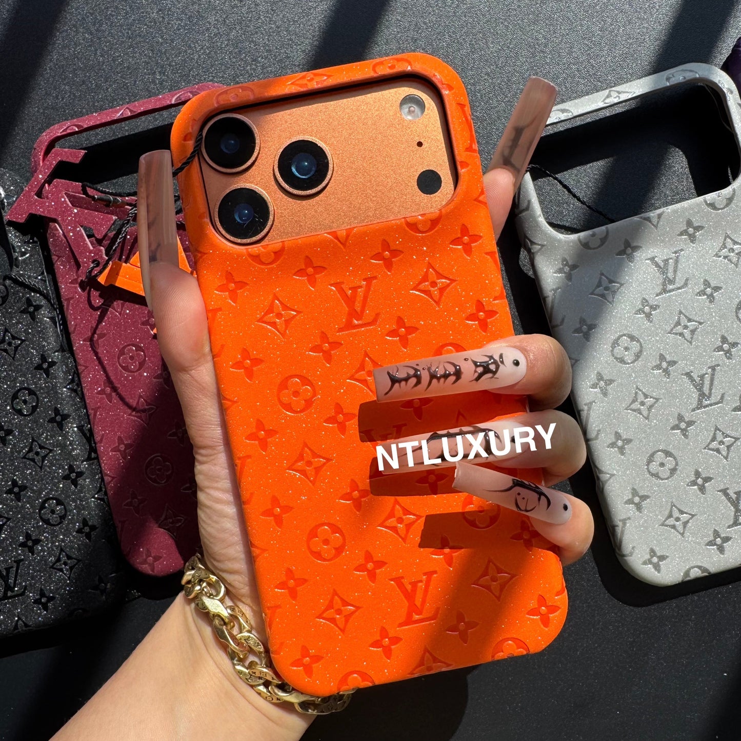Glitter Leather Little Love Girl Phone Case