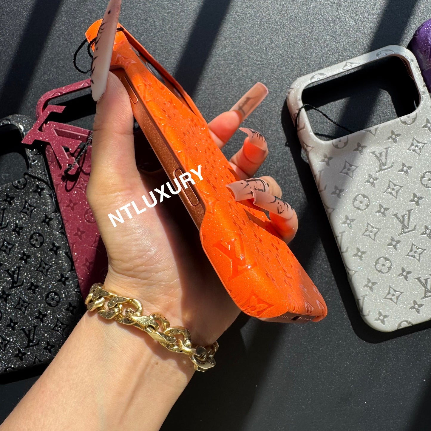 Glitter Leather Little Love Girl Phone Case