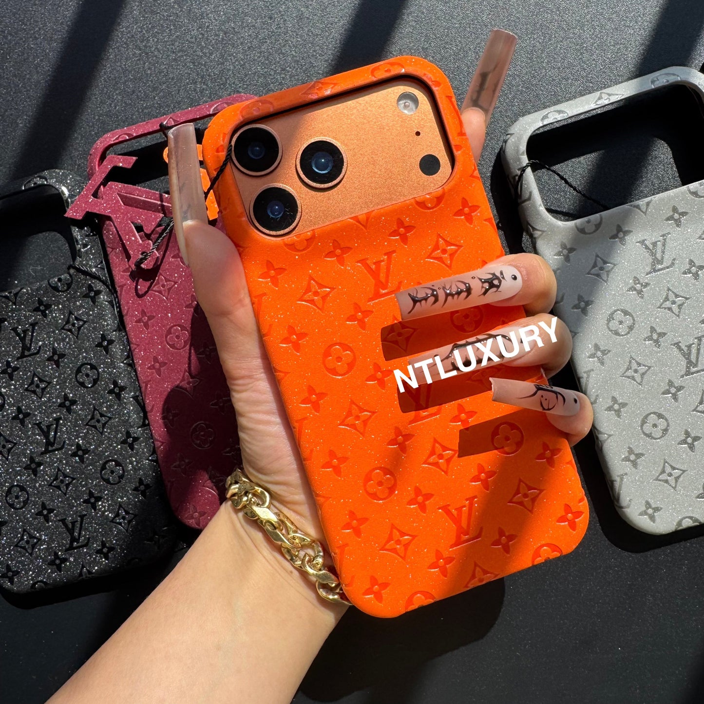 Glitter Leather Little Love Girl Phone Case