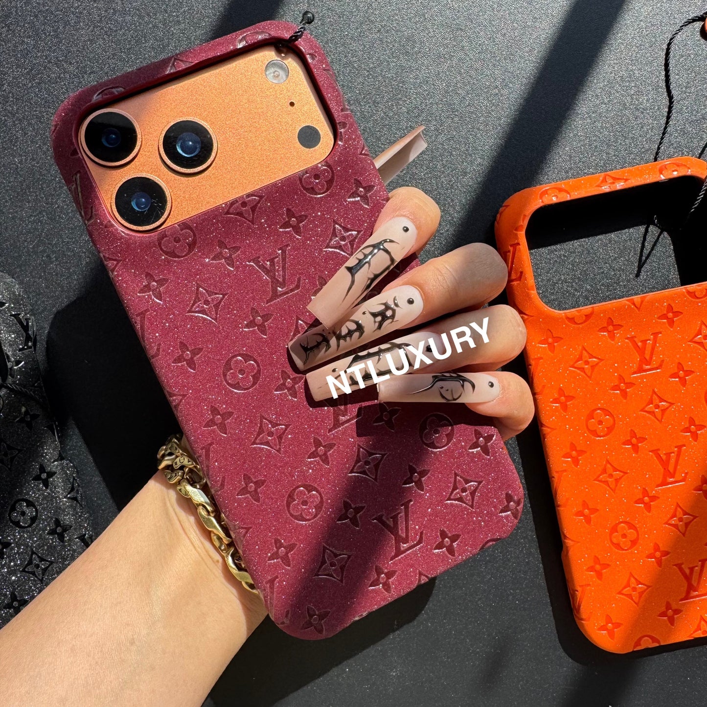 Glitter Leather Little Love Girl Phone Case