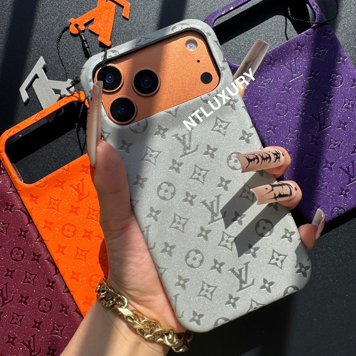 Glitter Leather Little Love Girl Phone Case