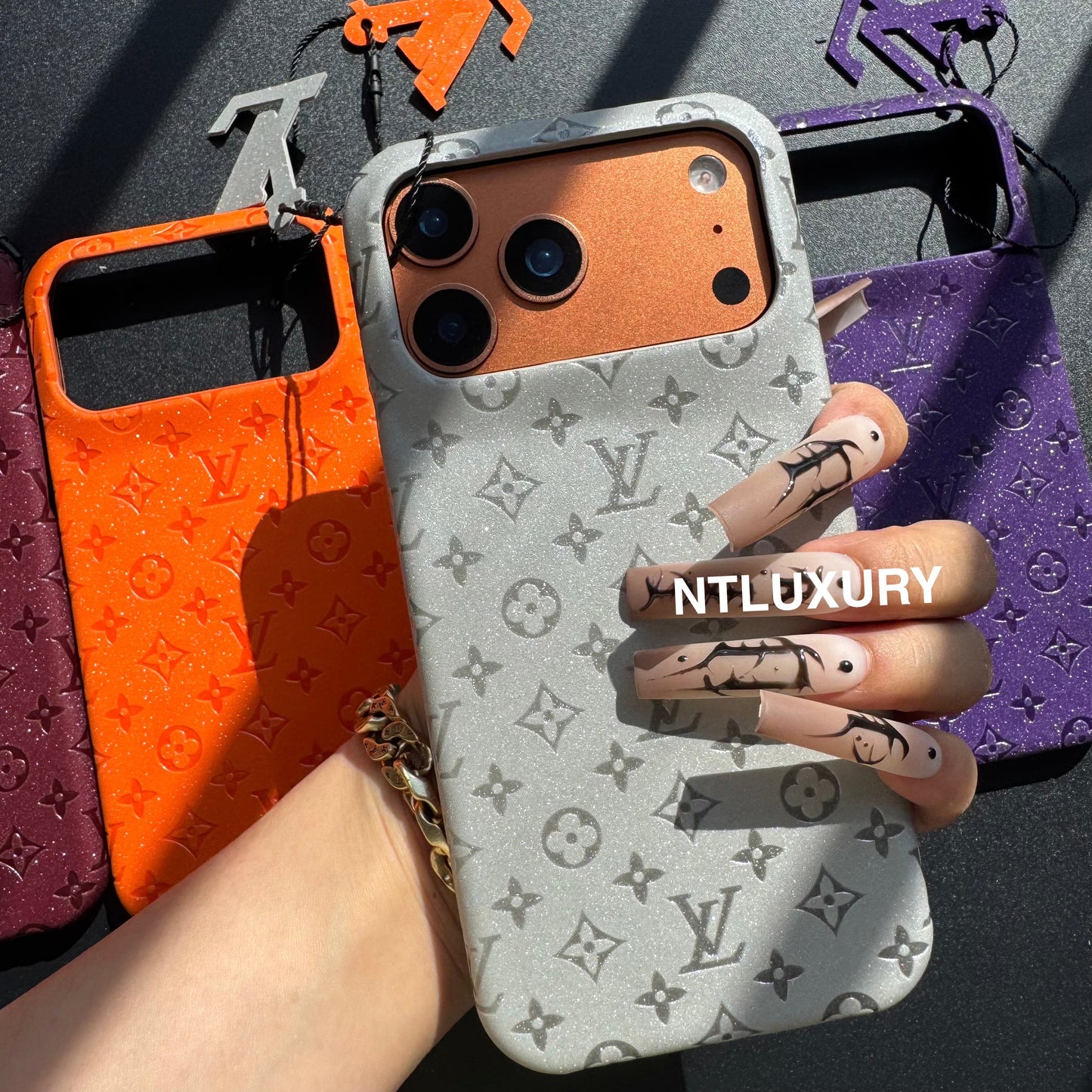 Glitter Leather Little Love Girl Phone Case