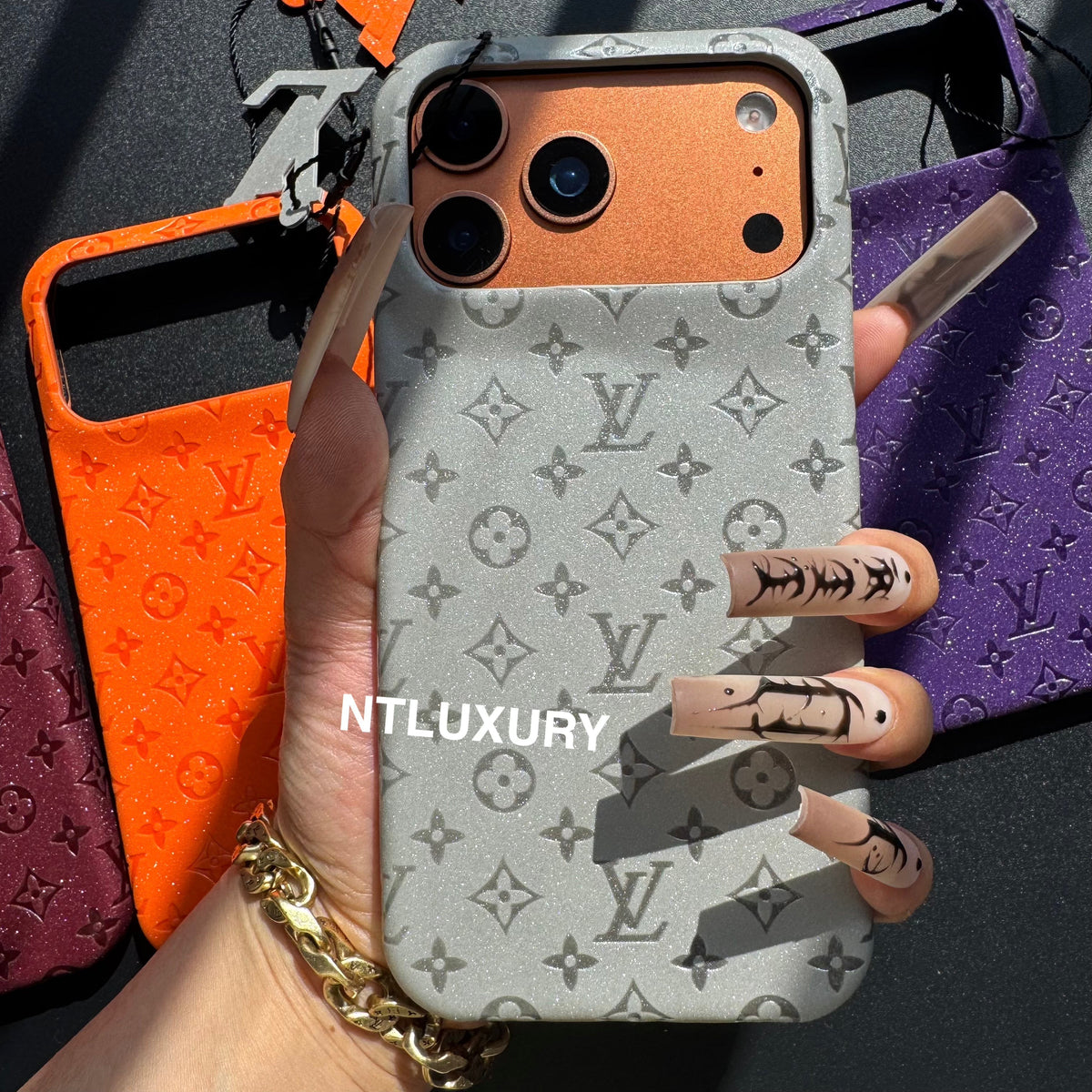 Glitter Leather Little Love Girl Phone Case
