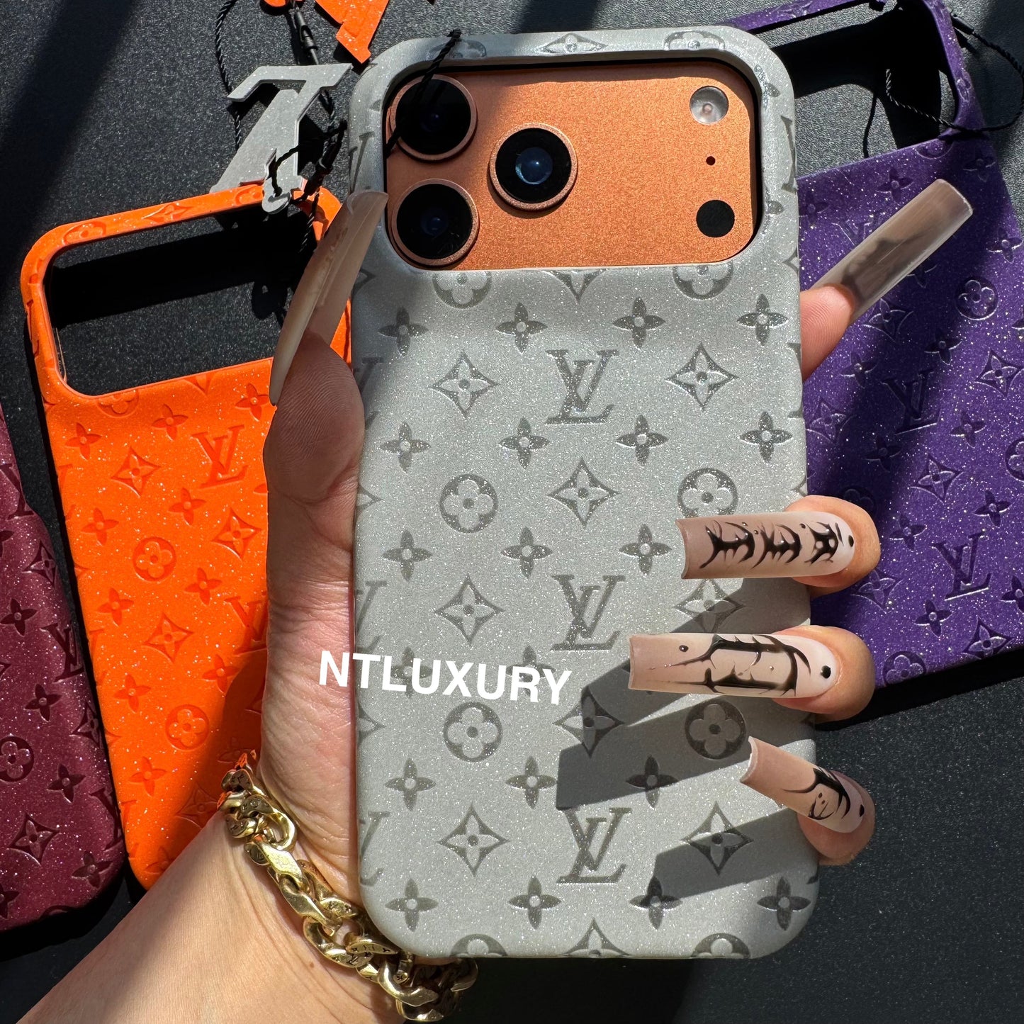 Glitter Leather Little Love Girl Phone Case