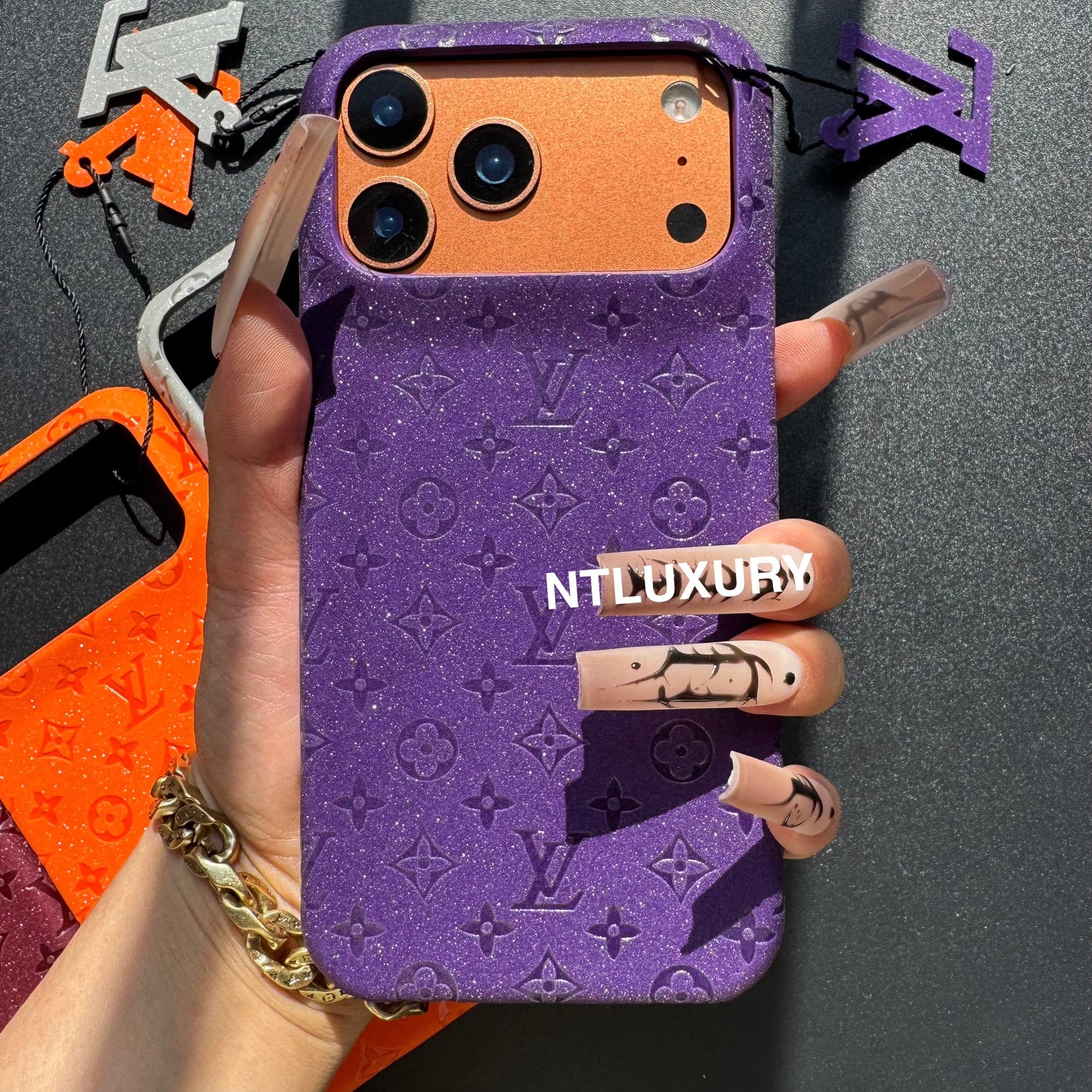 Glitter Leather Little Love Girl Phone Case