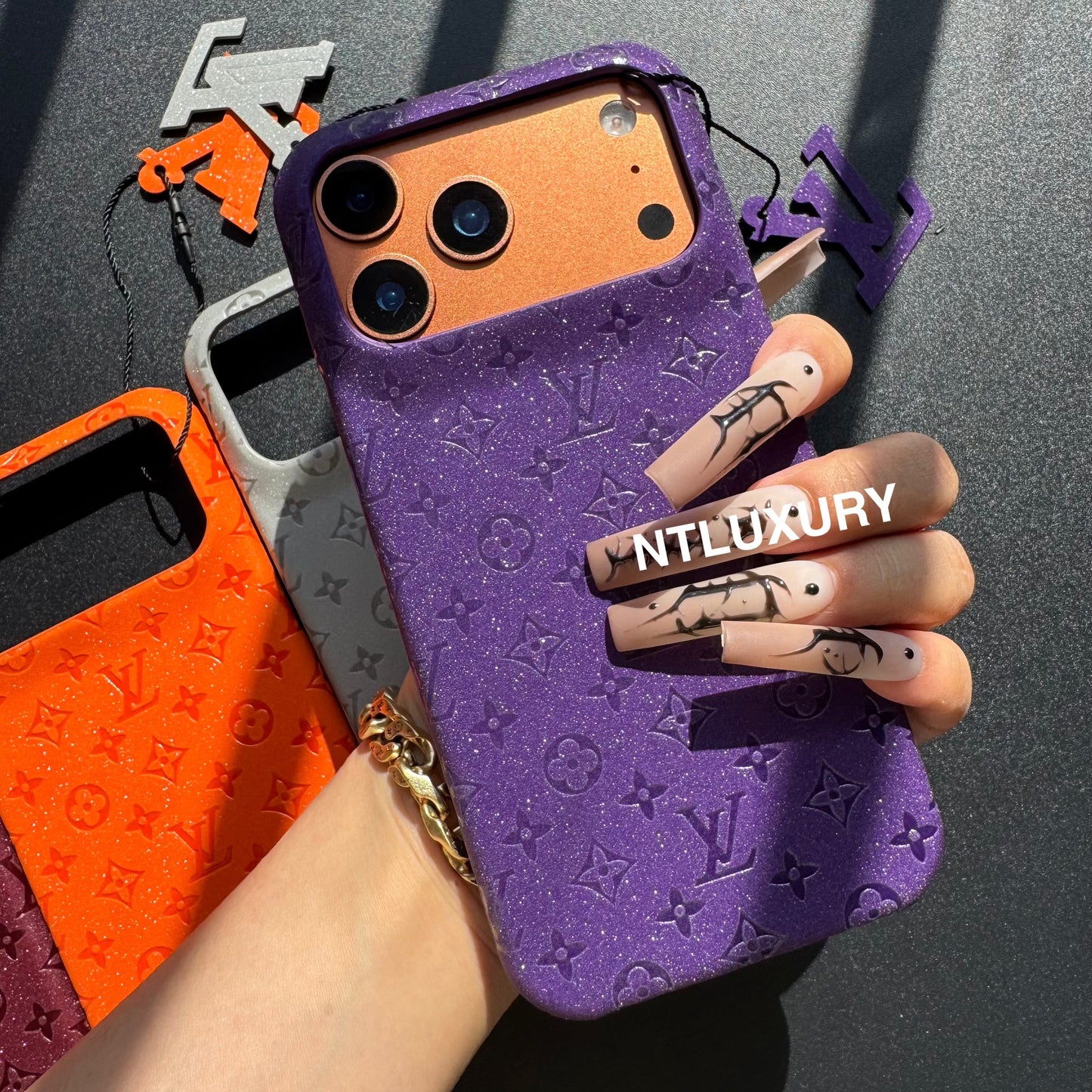 Glitter Leather Little Love Girl Phone Case