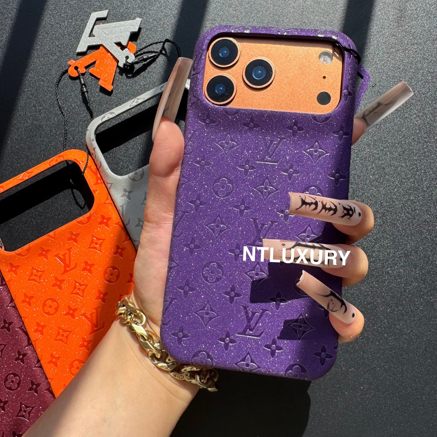 Glitter Leather Little Love Girl Phone Case