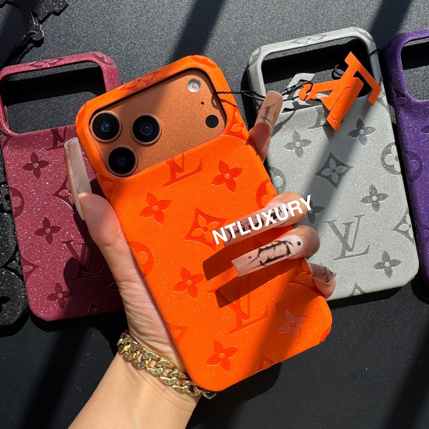 Glitter Leather Love Girl Phone Case