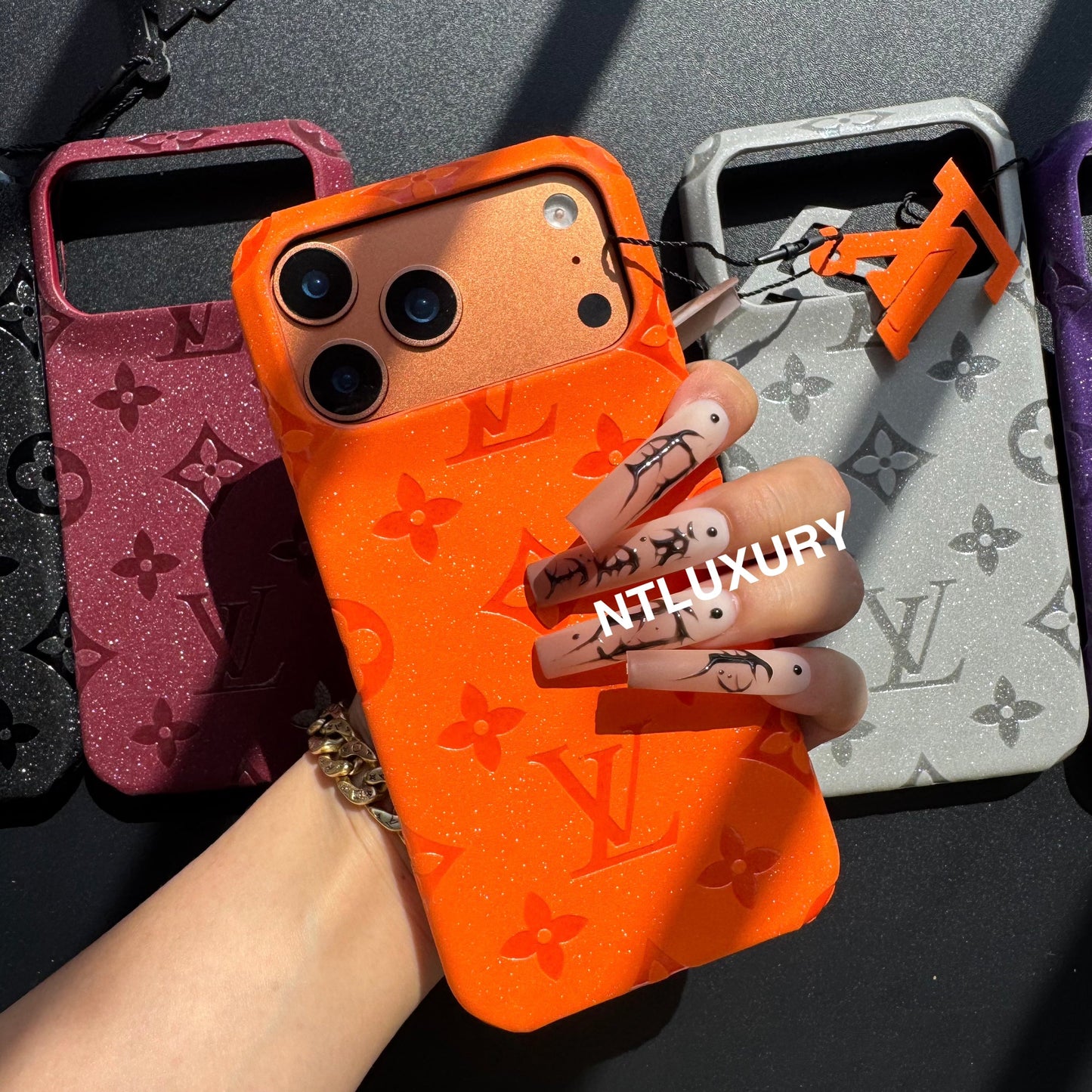 Glitter Leather Love Girl Phone Case