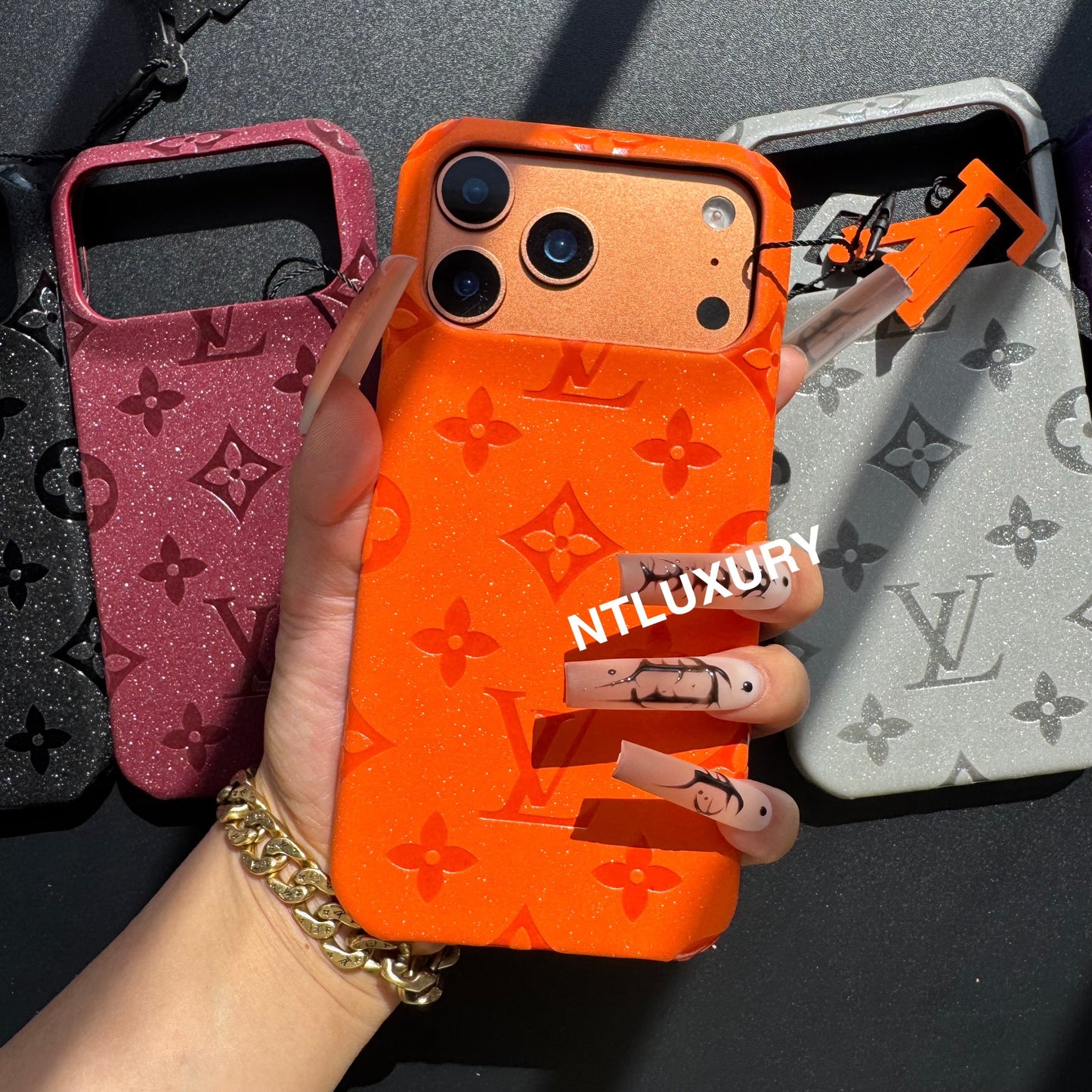 Glitter Leather Love Girl Phone Case