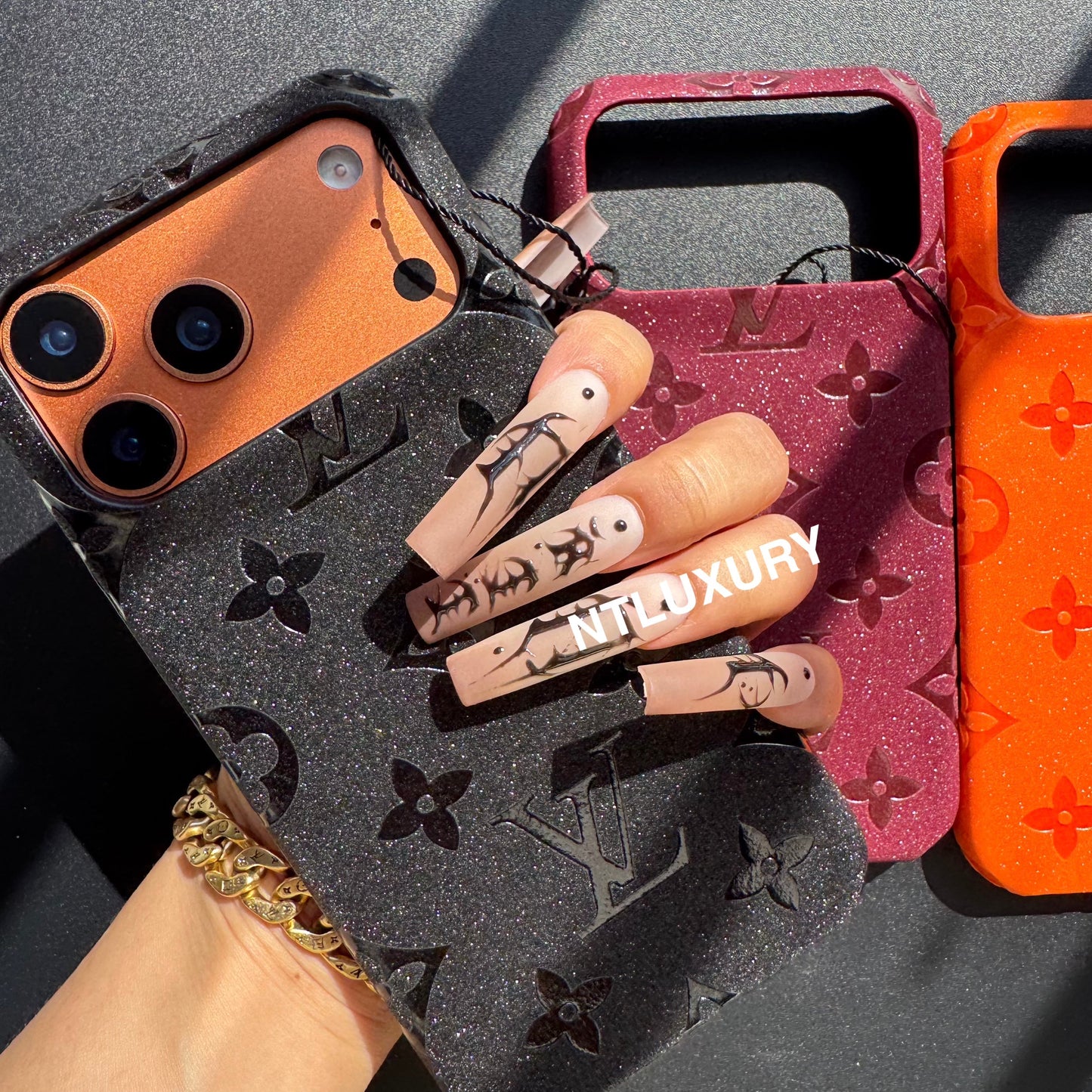 Glitter Leather Love Girl Phone Case