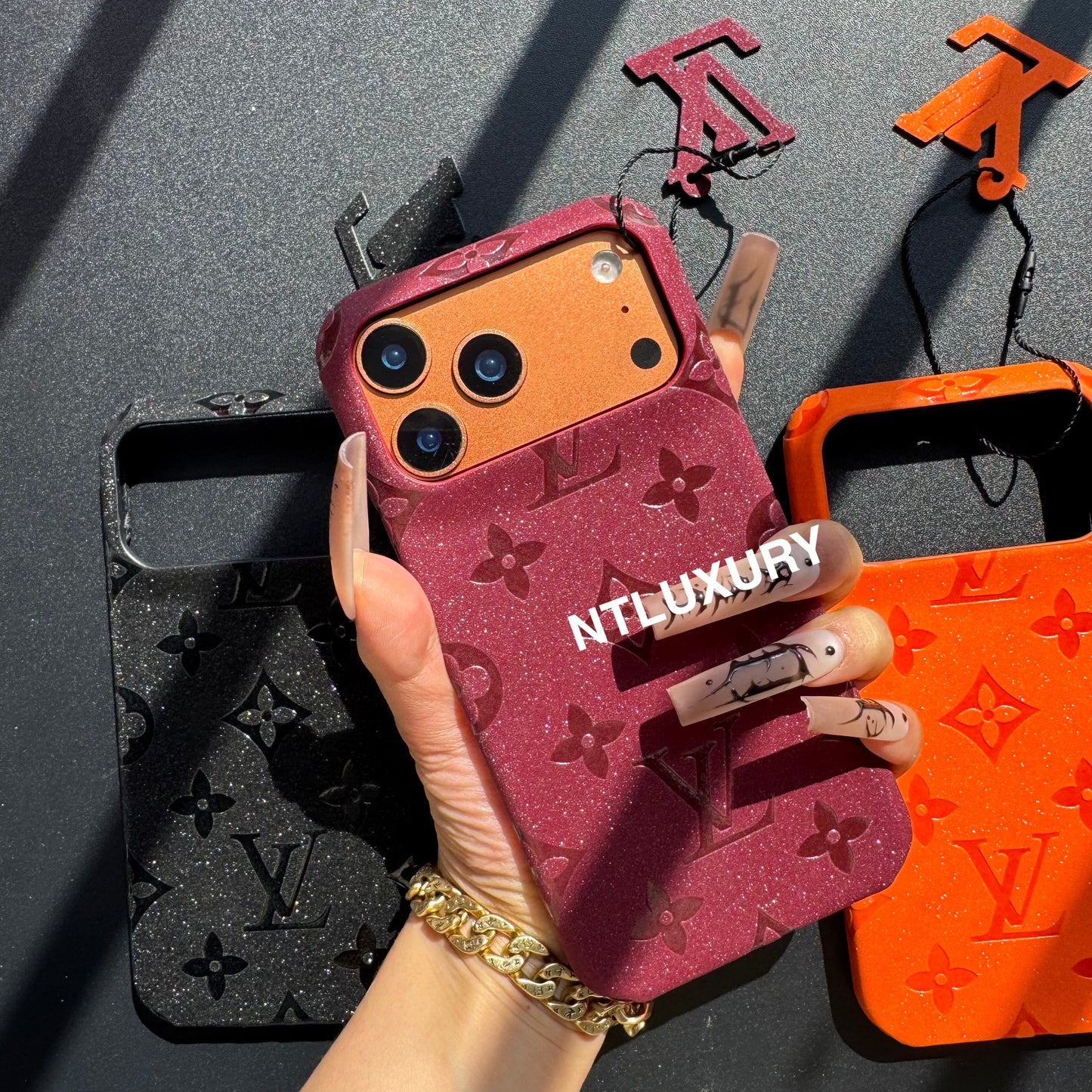 Glitter Leather Love Girl Phone Case