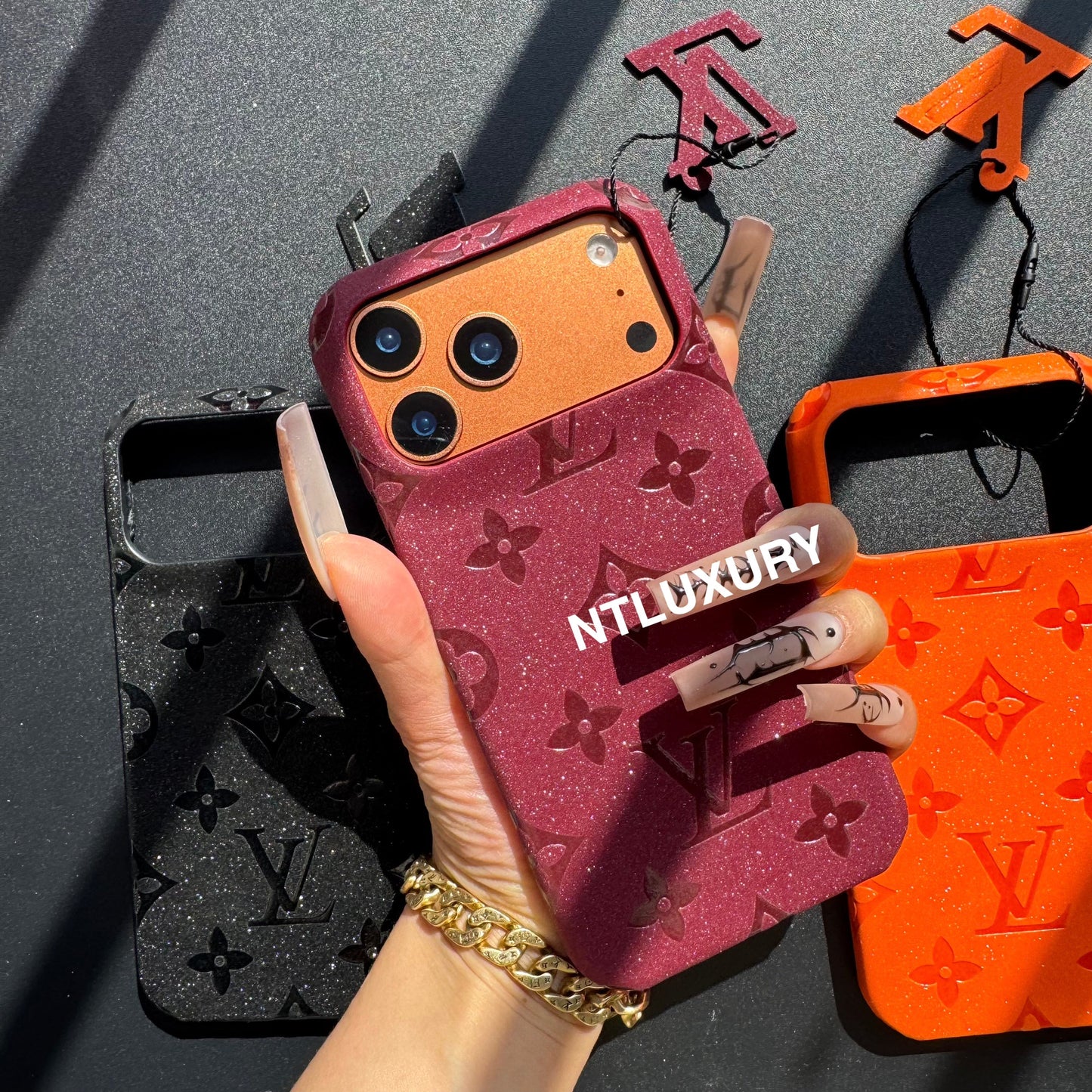 Glitter Leather Love Girl Phone Case