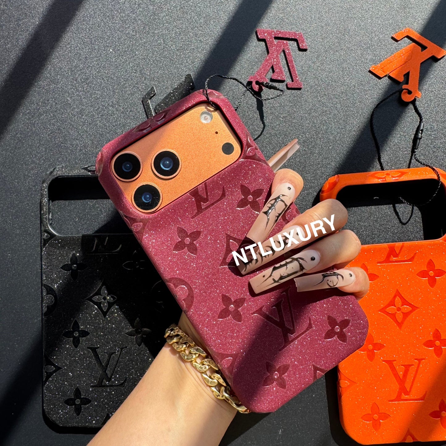Glitter Leather Love Girl Phone Case