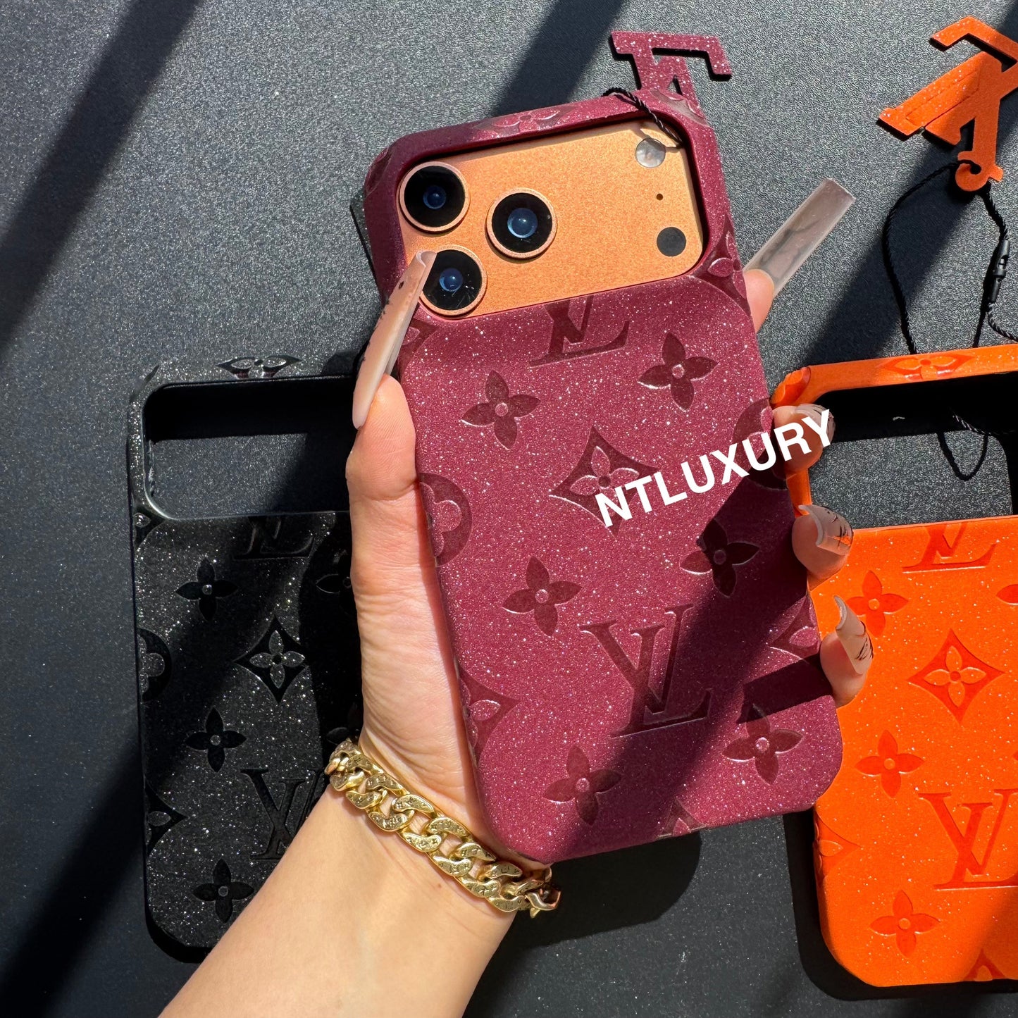 Glitter Leather Love Girl Phone Case