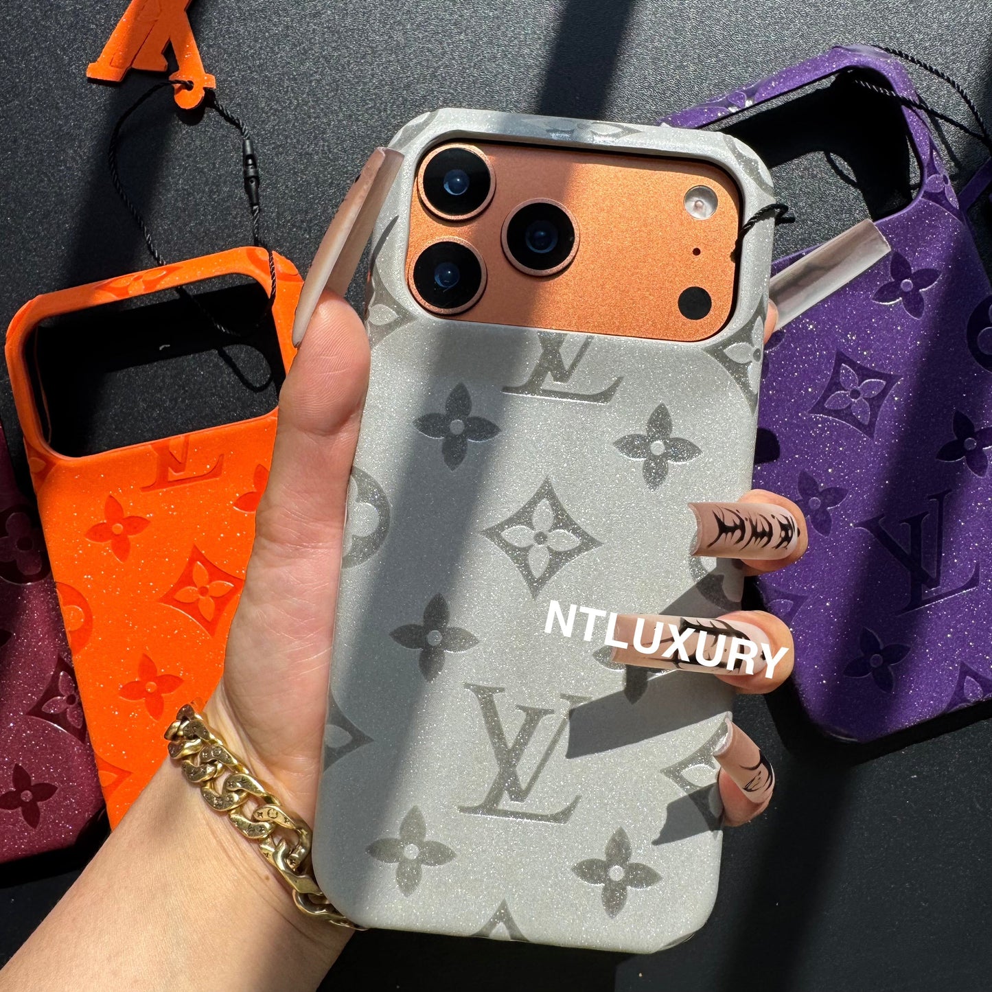 Glitter Leather Love Girl Phone Case