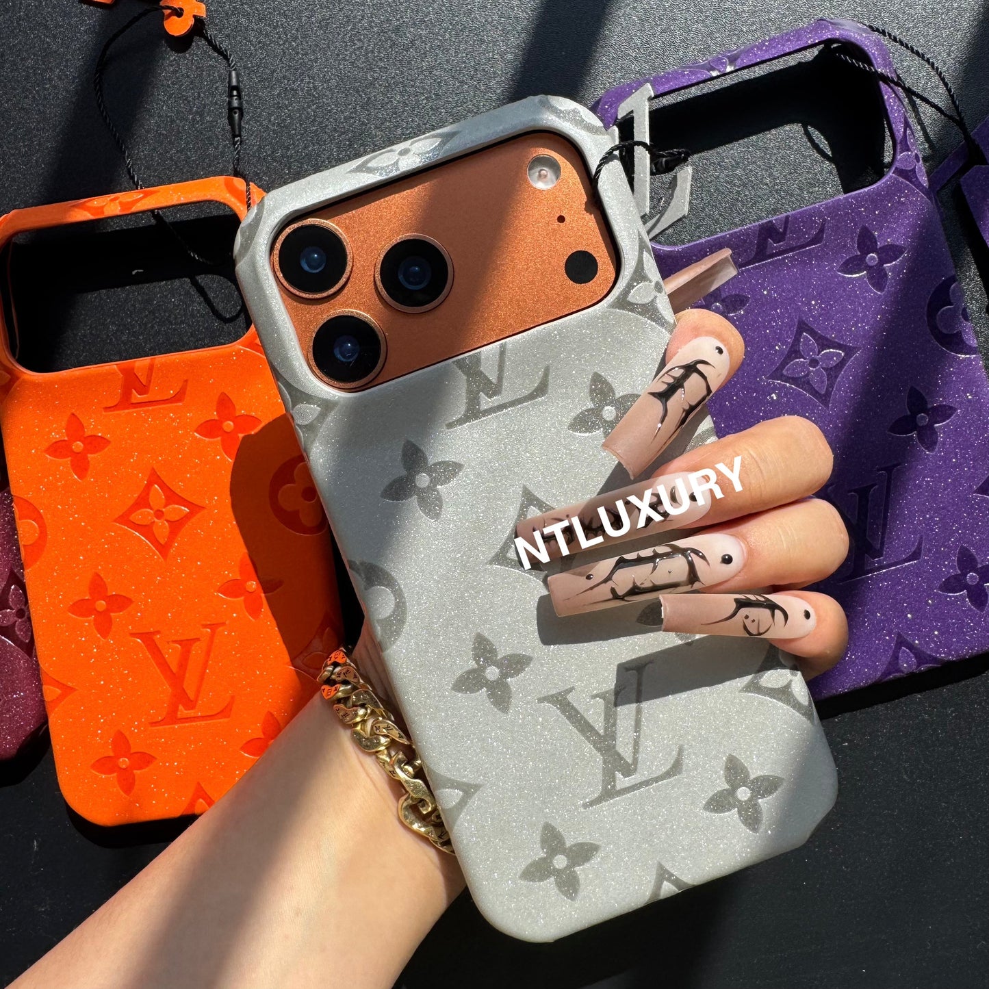 Glitter Leather Love Girl Phone Case