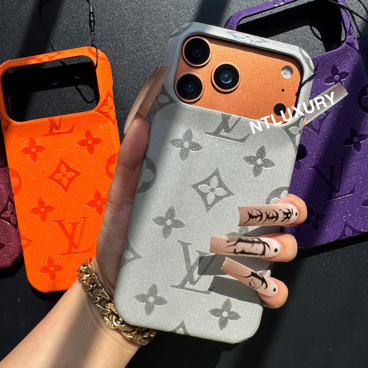 Glitter Leather Love Girl Phone Case