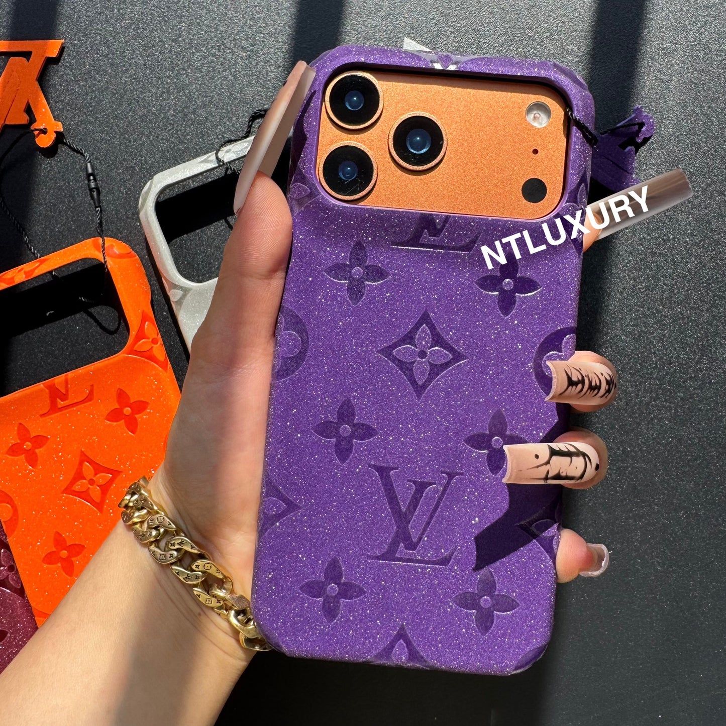 Glitter Leather Love Girl Phone Case