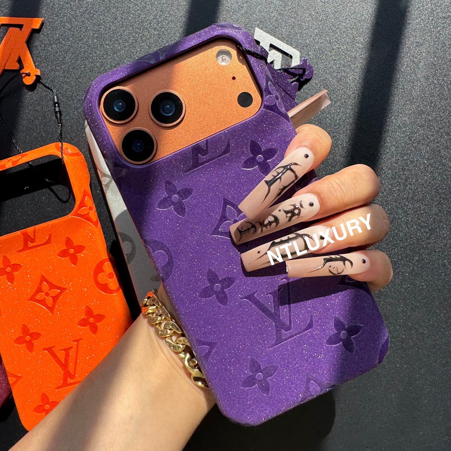 Glitter Leather Love Girl Phone Case