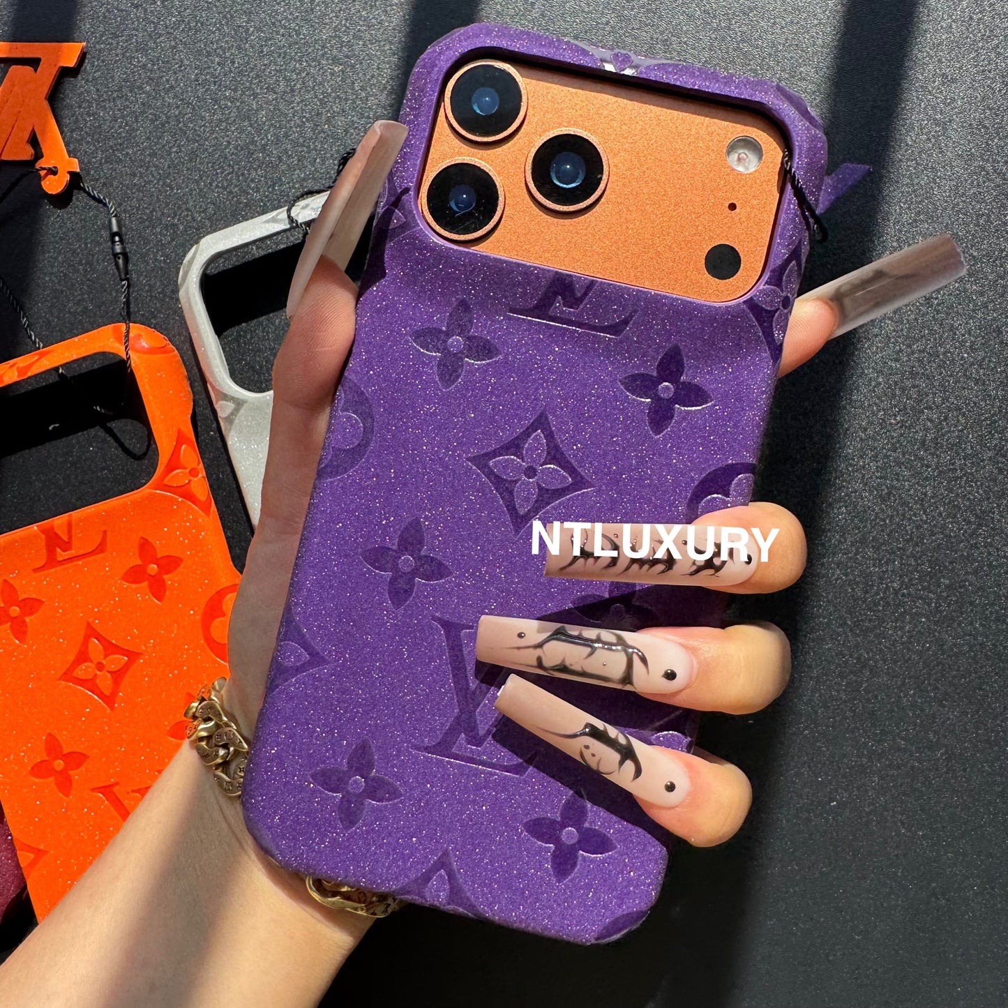 Glitter Leather Love Girl Phone Case