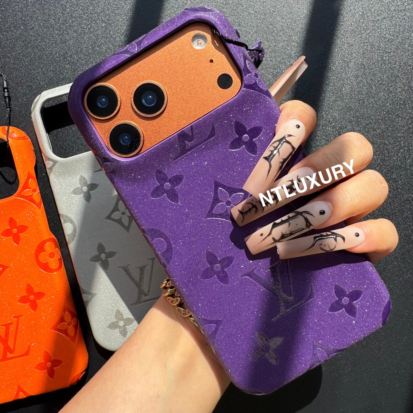 Glitter Leather Love Girl Phone Case