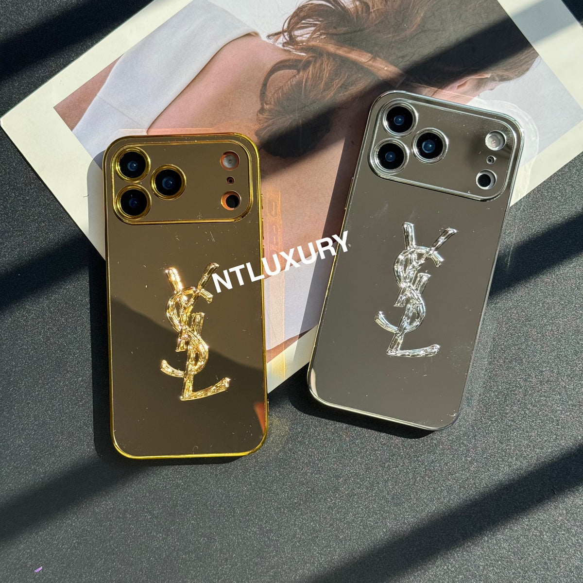 Coque de téléphone à paillettes "Yes Girl" avec miroir