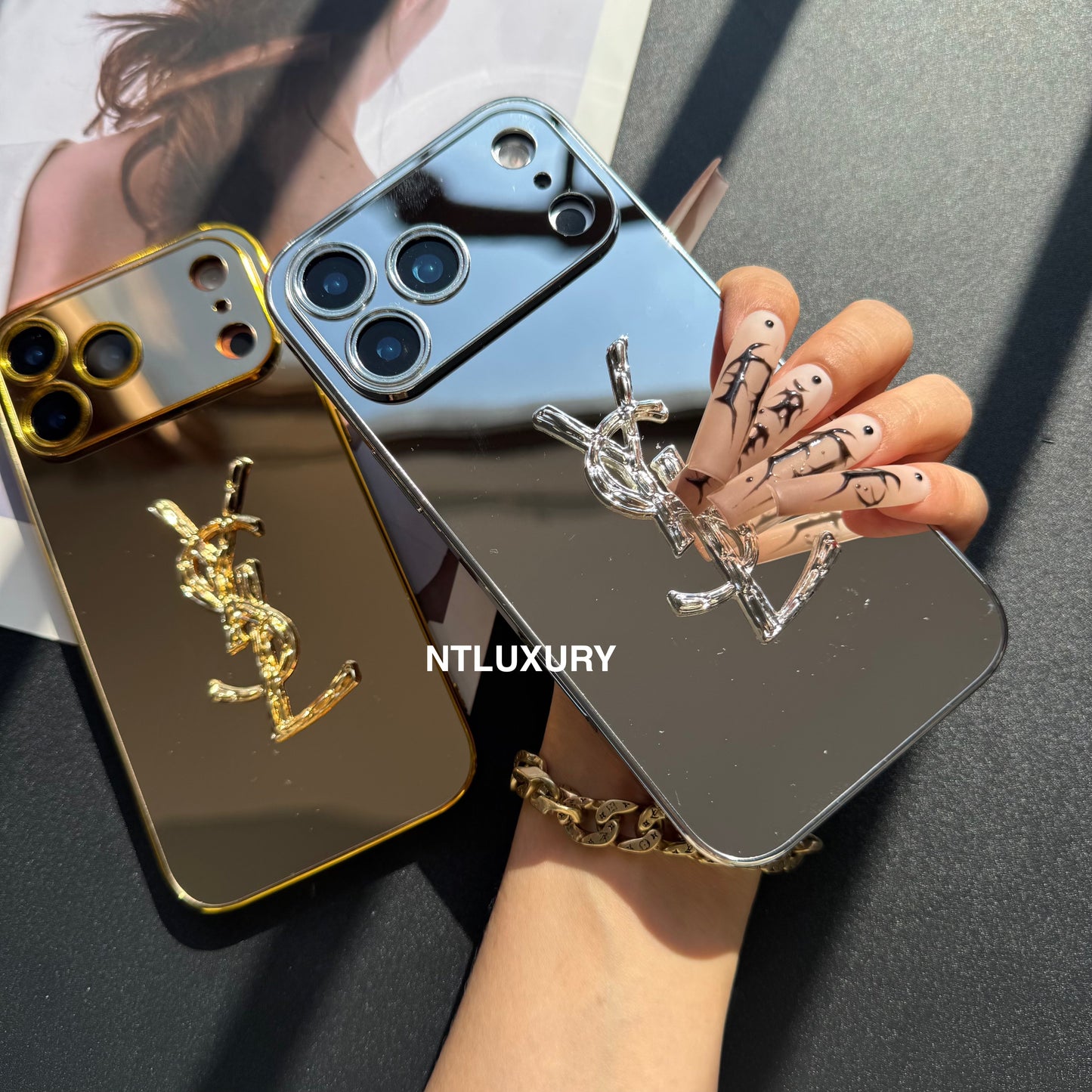 Mirror Yes Girl Glitter Phone Case
