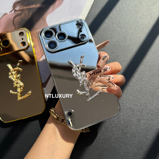 Coque de téléphone à paillettes "Yes Girl" avec miroir