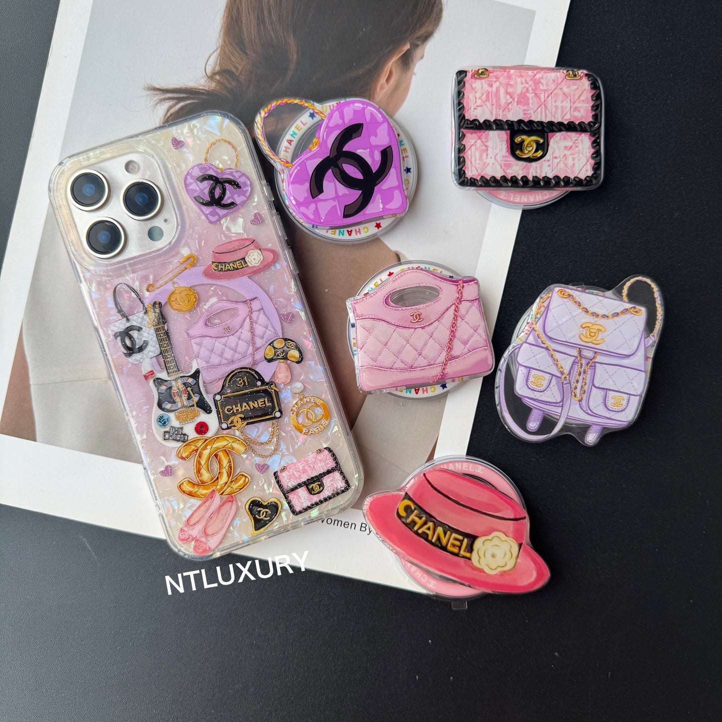 Purple Shell Phone Case with MagSafe Holder