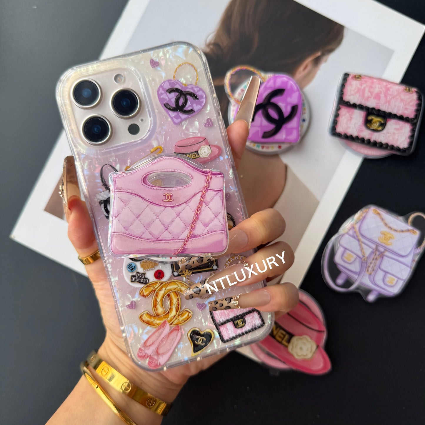 Purple Shell Phone Case with MagSafe Holder