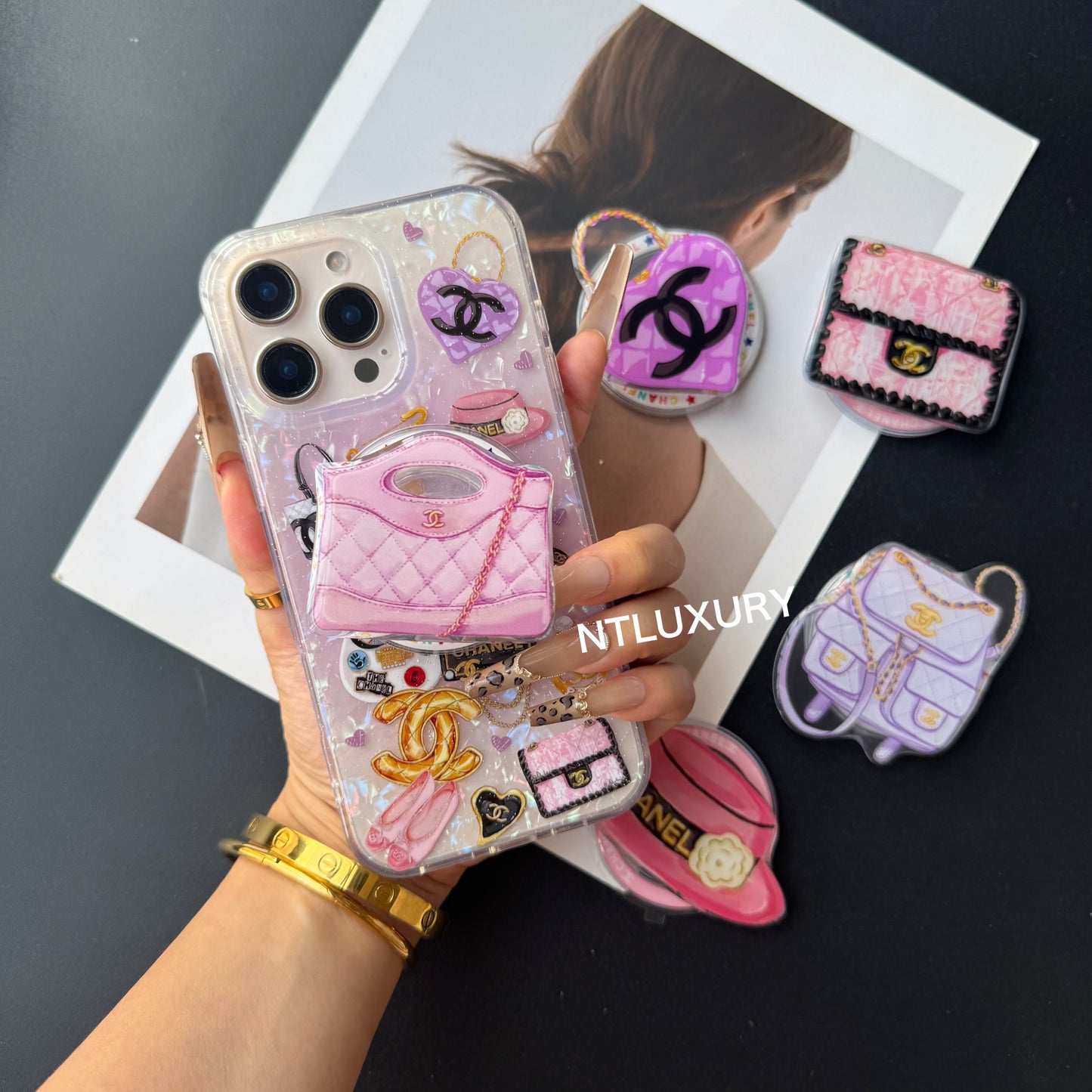 Purple Shell Phone Case with MagSafe Holder