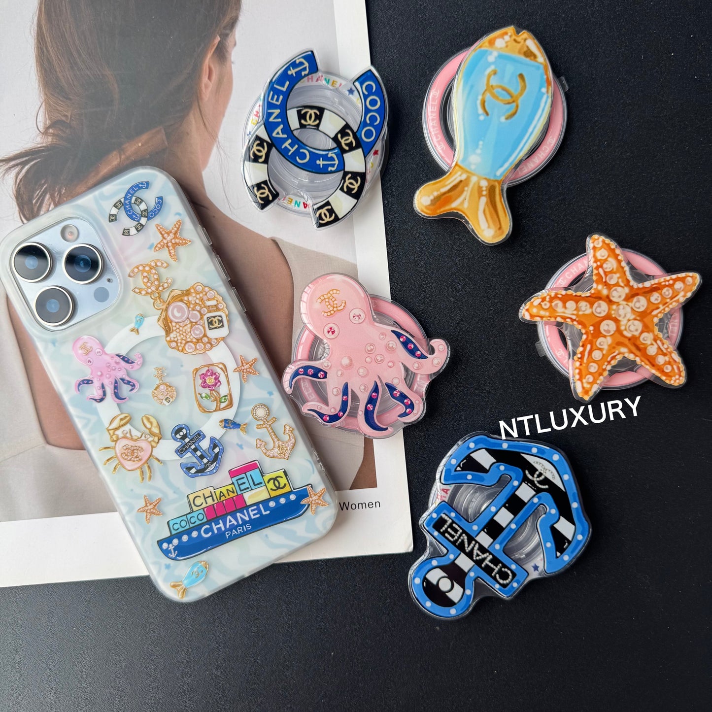 Ocean Design For Girl Phone Case with MagSafe Holder